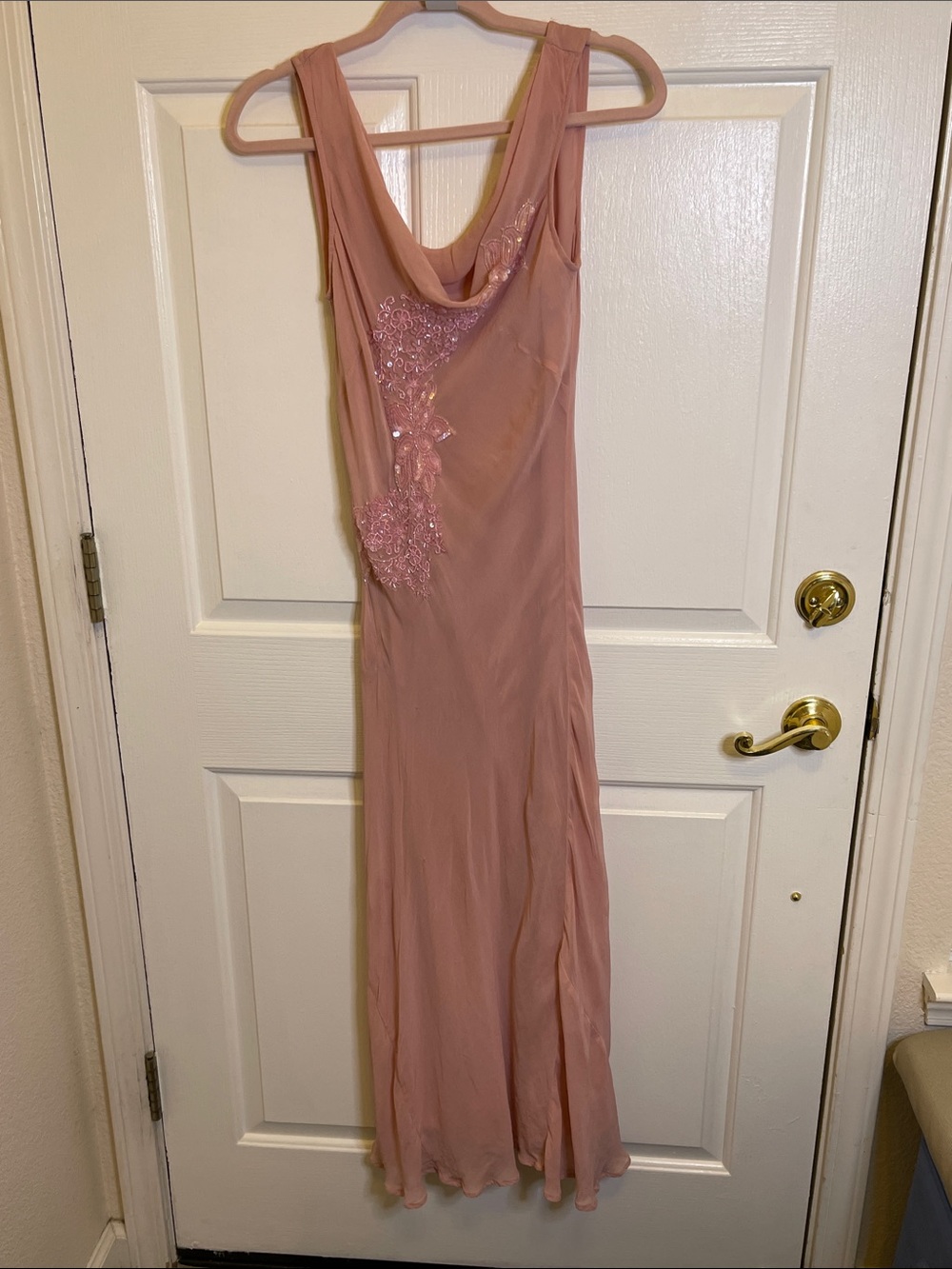 Mac Duggar’s Sleeveless Pink Embellished Evening Dress